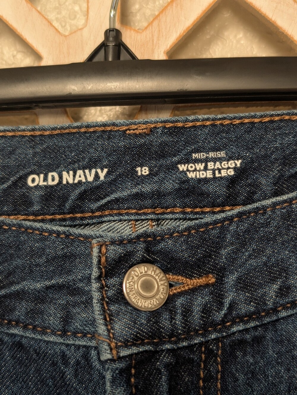 Old Navy Mid-Rise WOW Baggy Wide Leg Jeans Women's Plus Size 18 Denim Y2K 90s - Picture 5 of 7
